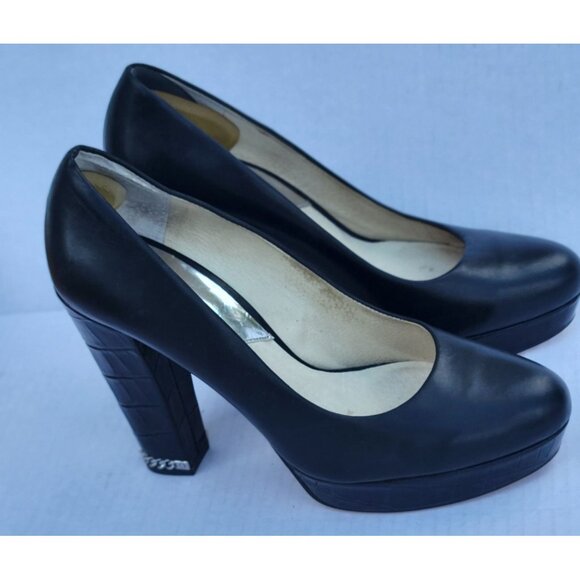 Michael Kors The Jet Set 6 Leather SABRINA Heels Pumps BLACKWOMENS WOMANS 8½ M - Picture 8 of 15